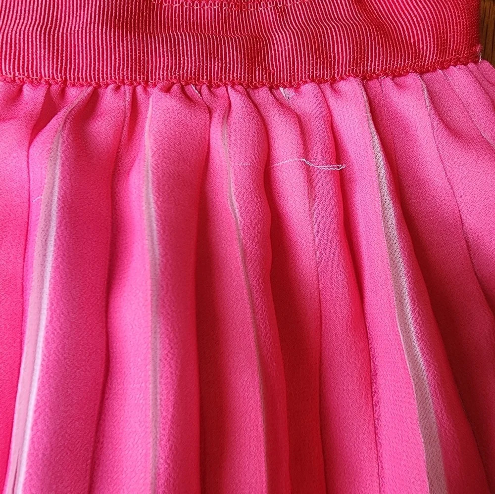 J. Crew Pink & White Pleated Skirt Peekabo Stripe Size 8 With Back Zip *READ* - Picture 15 of 16